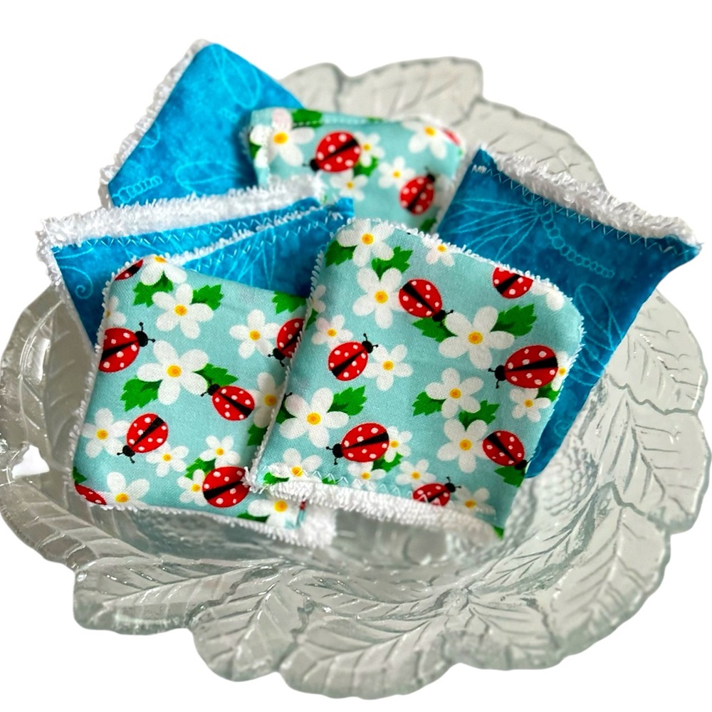 Hand Crafted Colorful Ladybugs Eco Friendly Reusable Facial Makeup Wipes Cotton